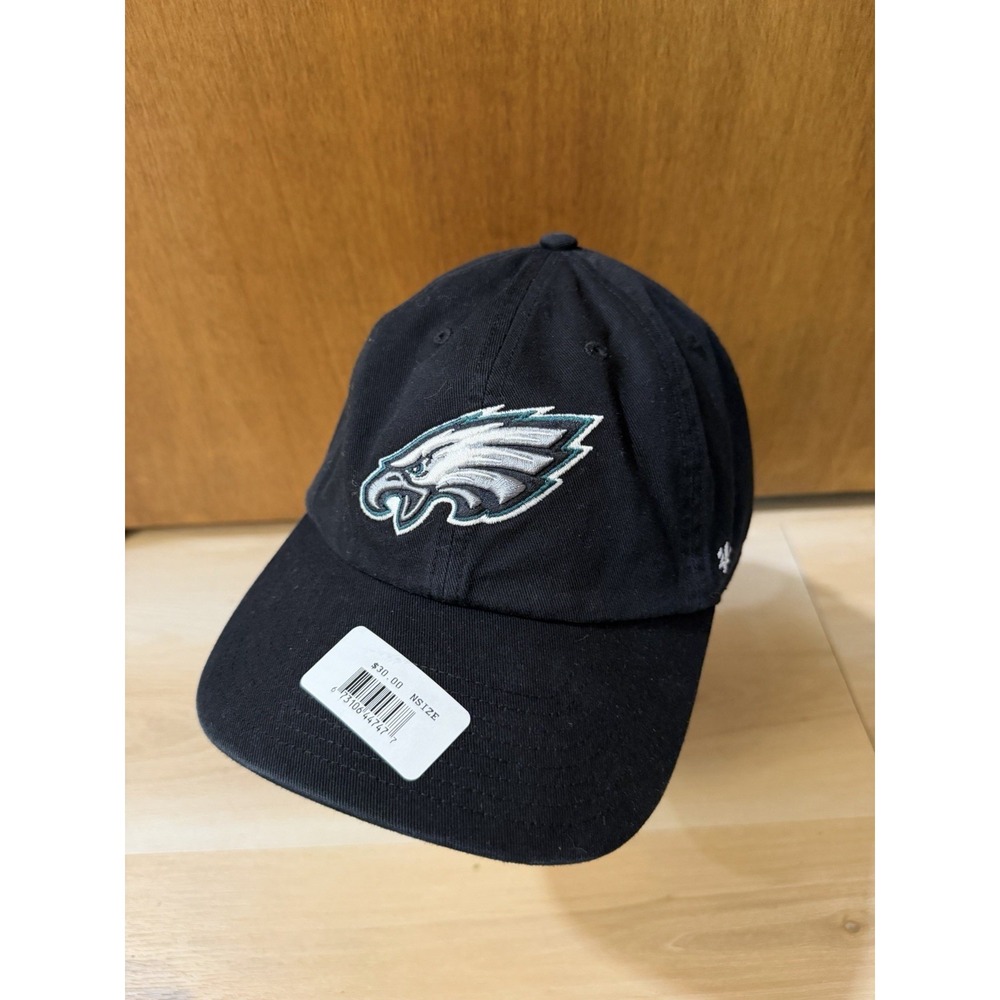'47 Philadelphia Eagles Clean Up Black Adjustable Strap Hat Dad Cap One Size New